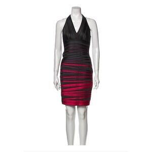 Halston Heritage Y2K Bandage Mesh Bodycon Halter Dress Size 6 Whimsigoth Feminin